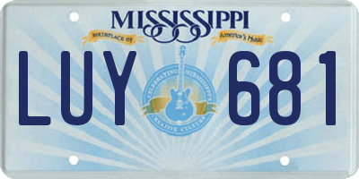 MS license plate LUY681