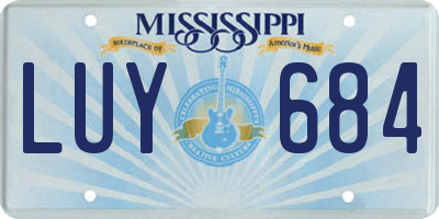 MS license plate LUY684