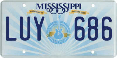 MS license plate LUY686