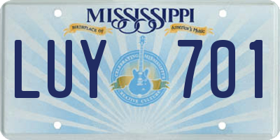 MS license plate LUY701