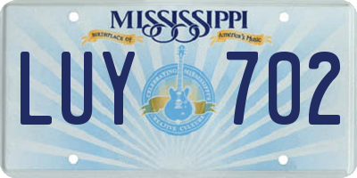 MS license plate LUY702