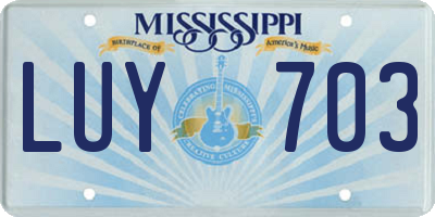 MS license plate LUY703