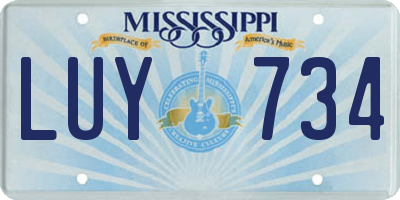 MS license plate LUY734