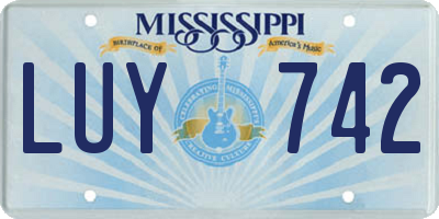 MS license plate LUY742