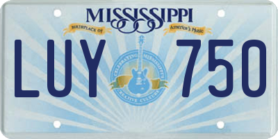 MS license plate LUY750