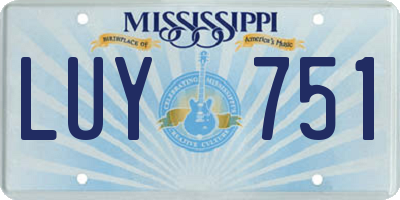 MS license plate LUY751