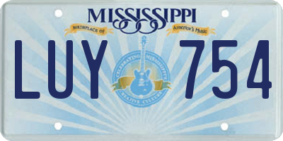 MS license plate LUY754