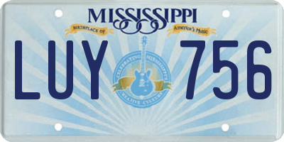 MS license plate LUY756