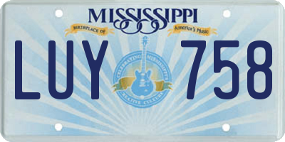 MS license plate LUY758