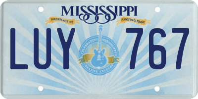 MS license plate LUY767