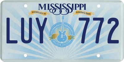 MS license plate LUY772