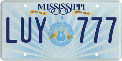 MS license plate LUY777