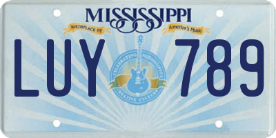 MS license plate LUY789