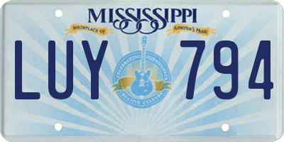 MS license plate LUY794