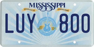 MS license plate LUY800