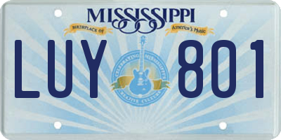 MS license plate LUY801
