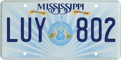 MS license plate LUY802