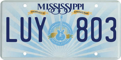 MS license plate LUY803