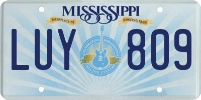 MS license plate LUY809
