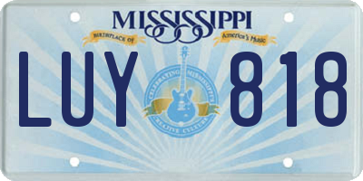 MS license plate LUY818