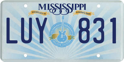 MS license plate LUY831
