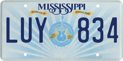 MS license plate LUY834