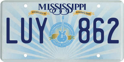 MS license plate LUY862