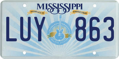 MS license plate LUY863