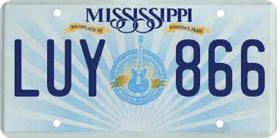 MS license plate LUY866