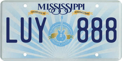 MS license plate LUY888