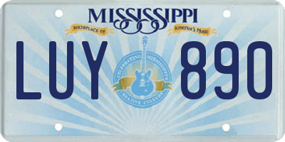 MS license plate LUY890