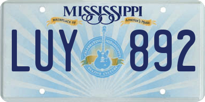 MS license plate LUY892