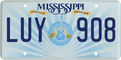 MS license plate LUY908