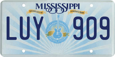 MS license plate LUY909