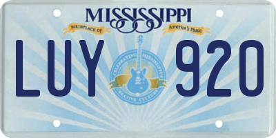 MS license plate LUY920