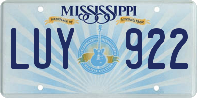 MS license plate LUY922