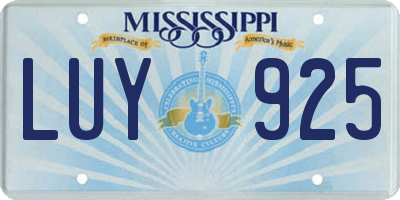 MS license plate LUY925