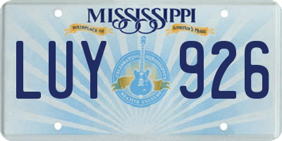 MS license plate LUY926
