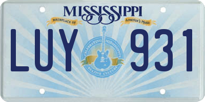 MS license plate LUY931