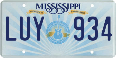 MS license plate LUY934