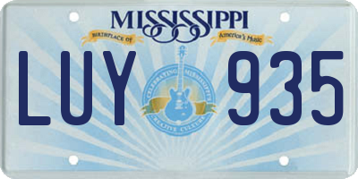 MS license plate LUY935