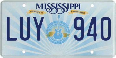 MS license plate LUY940