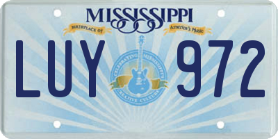 MS license plate LUY972