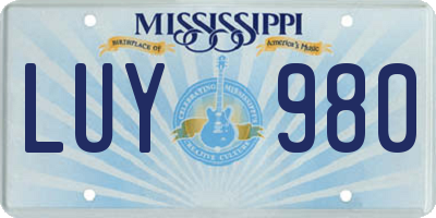 MS license plate LUY980