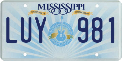 MS license plate LUY981