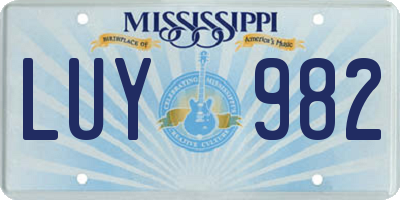 MS license plate LUY982