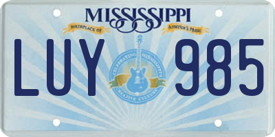 MS license plate LUY985