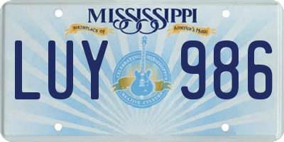 MS license plate LUY986