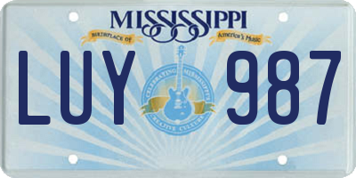 MS license plate LUY987
