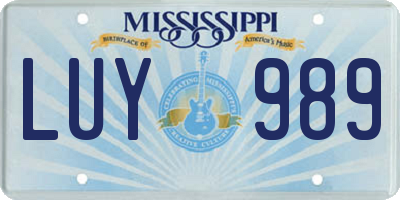 MS license plate LUY989